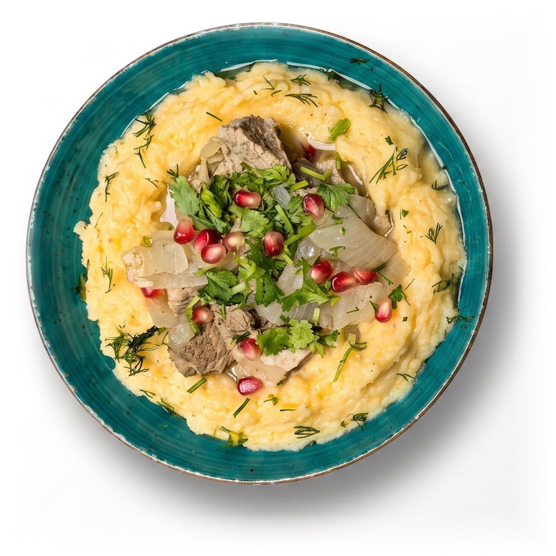 Chakondrili — veal with cheese potato purée