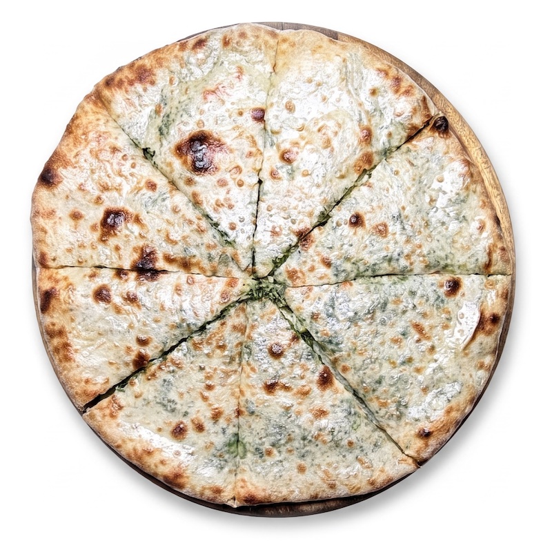 Khatchapuri with spinach and Imeretian cheese