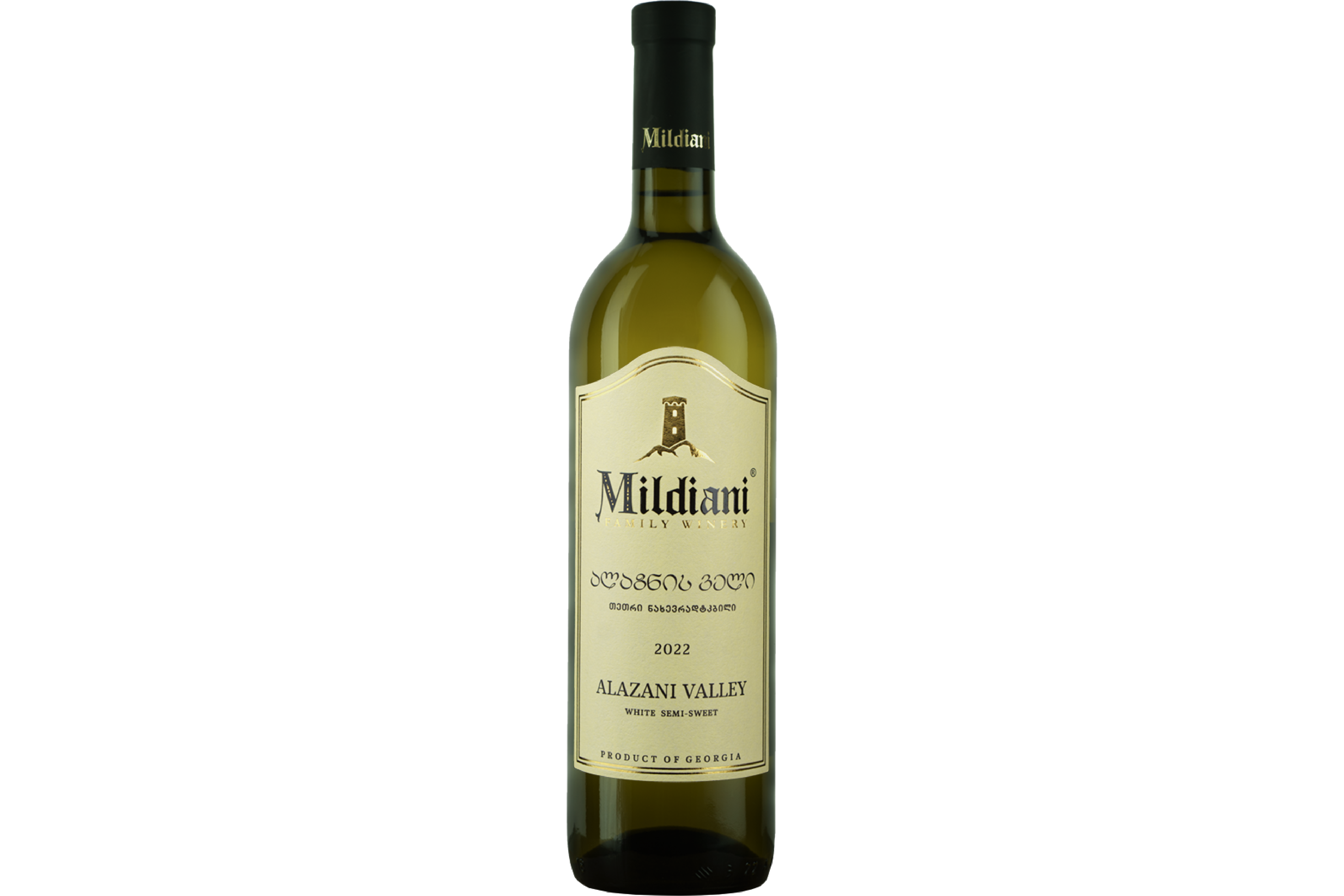 Alazani Valley white wine bottle